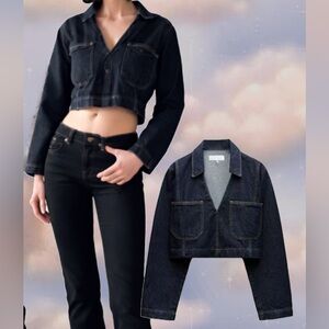 💙 Cropped Dark wash denim Jacket